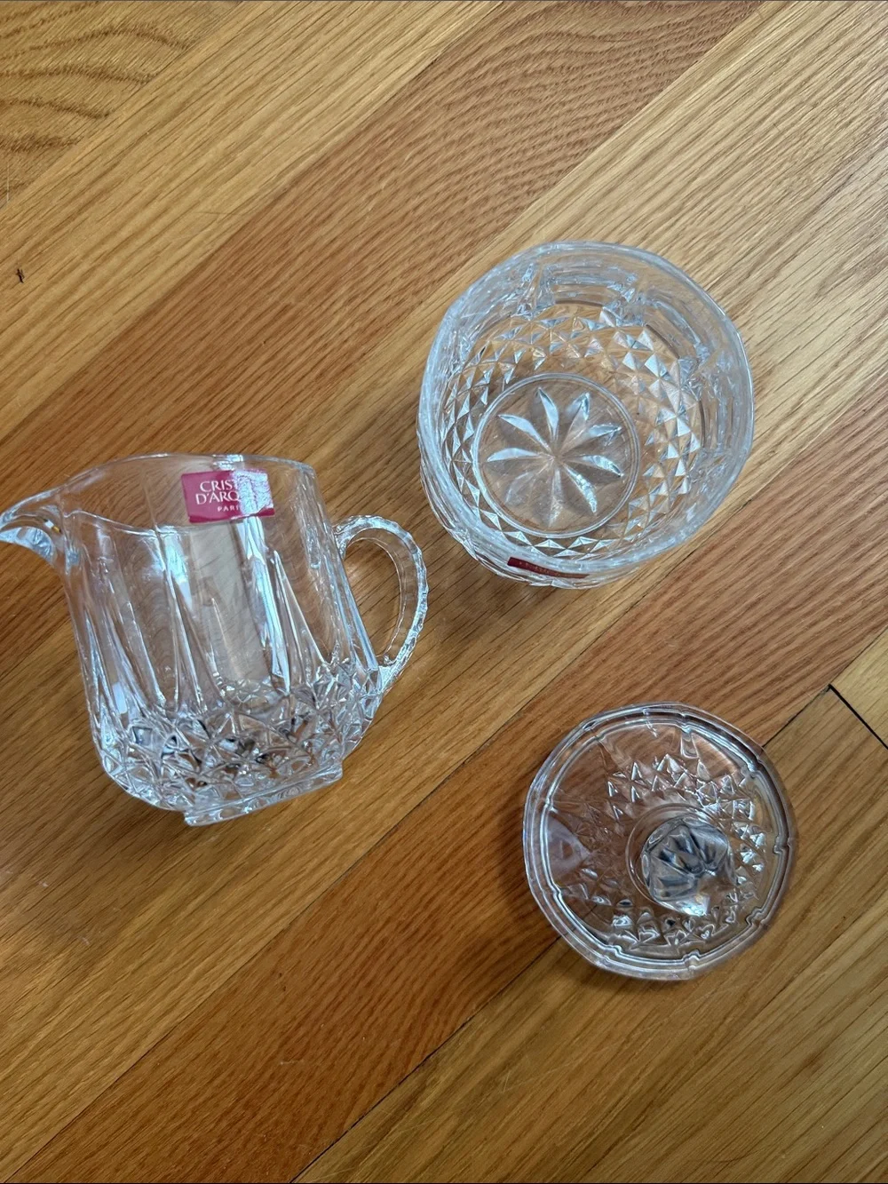 Cristal d'Arques Clear Crystal Creamer and Covered Sugar Set